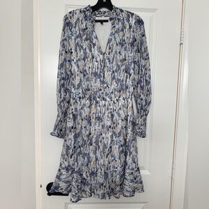 White House Black Market Blue Ruched V-Neck Sundress size 10